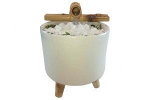 Fonte Feng Shui Cascata Decorativa de Agua Redonda Pé Madeira