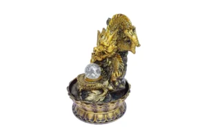 Fonte Feng Shui Dragão de Frente Dourado